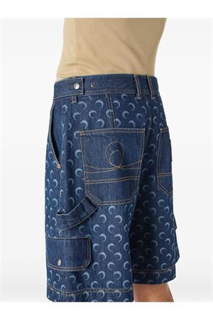 Dark blue cotton denim Bermuda shorts MARINE SERRE | USH008ARDEN0002BL80